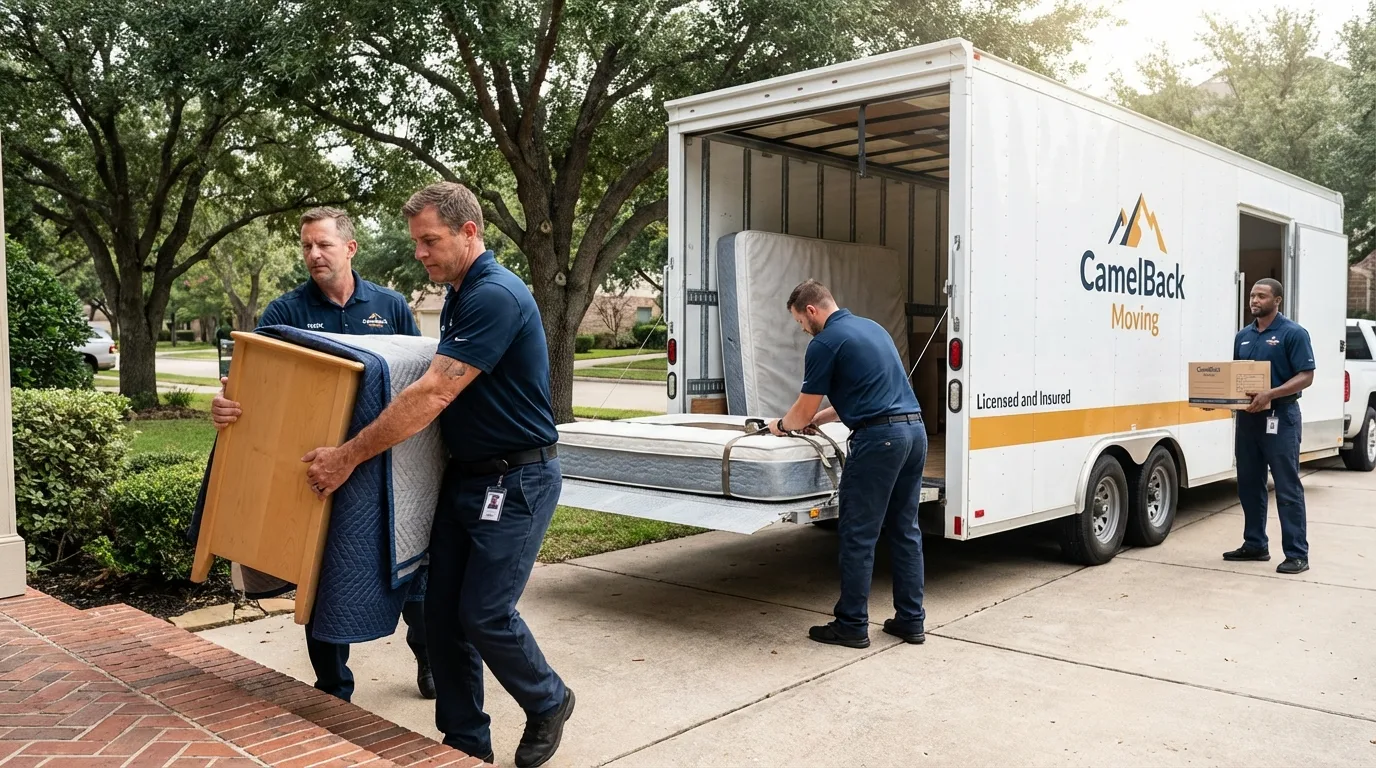 Crew loading residential truck for cross-state move from Demorest, GA