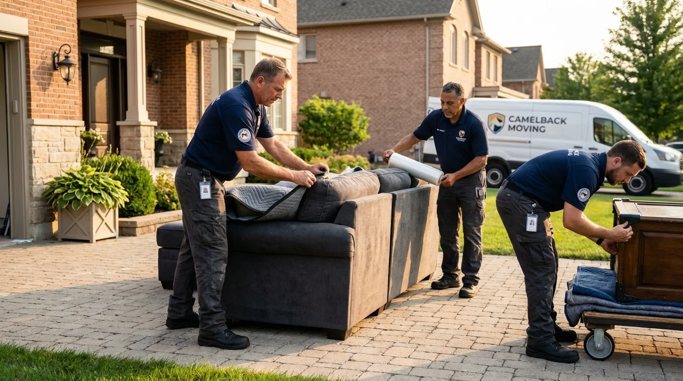 Large estate moving crew wrapping furniture in Demorest, GA